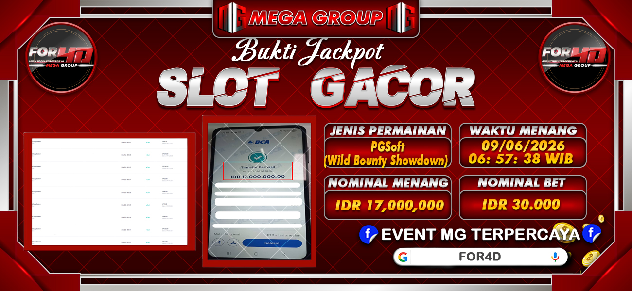 Bukti JP situs For4D hari Selasa, 09 Juni 2026